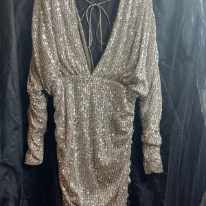 Long sleeve sequence dress